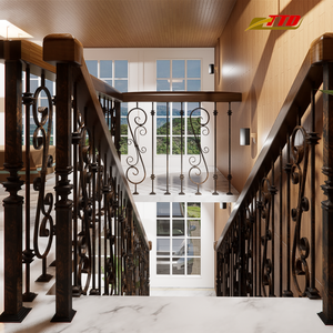 Premium Modern Villa <b>Stair</b> Railing Solutions Wrought Iron Craftsmanship Enhancing Safety Aesthetics Long-Lasting Architectural - Product Image 3
