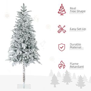 Albero di Natale Artificiale 6 Piedi (180 cm) con Base in Acciaio ad Apertura Automatica, Rami Innevati, Luce Calda, 210 cm 7 Piedi Decorato - Product Image 3