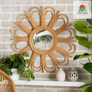 Forma redonda • Decoración de imitación de bambú • Puede colgarse en la pared • Completamente ensamblado • Marrón natural - Product Image 1