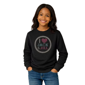 Sudadera Negra con Gráfico de Corazón Brillante para Niñas, Sudadera Informal de Manga Larga, Prenda Cómoda para el Día a Día - Product Image 1