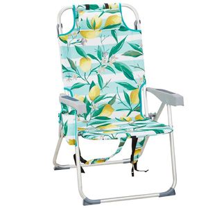 Chaise de plage surélevée en tissu Oxford, avec tube en aluminium blanc argenté, capacité 100 kg, dimensions 63*70*99 cm - Product Image 1