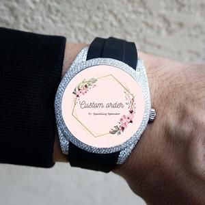 Customize Luxury Half Iced Sport <b>Watch</b> with Black Rubber Band Huge Dial Moissanite Bust Down Round Case <b>Watch</b> Foe <b>Mens</b> - Product Image 2