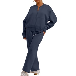 Ensemble de survêtement deux pièces pour femmes, hiver, motif uni, taille élastique, matière Spandex/Nylon - Product Image 6
