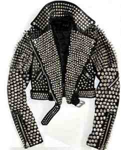 Vestes en cuir ajustées pour femmes, style Heavy Metal Punk, avec clous, de haute qualité, respirantes, écologiques, coupe-vent - Product Image 4