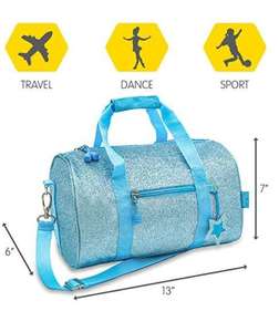 Sac de sport à paillettes en gros avec patch étoile et logo de cheerleading, fermeture éclair frontale, pour enfants, sport, voyage, équipement d'équipe de danse, cheerleading personnalisé - Product Image 1
