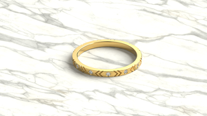 Anillo de Diamantes de Corte Redondo Chevron de Oro de 18K de Lujo, Anillo de Eternidad Apilable, Anillos de Boda, Anillos de Promesa, Joyería Fina para Mujer - Product Image 3