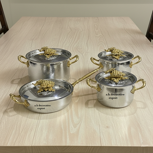 Ensemble de casseroles et marmites haut de gamme en acier inoxydable martelé, compatibles induction, écologiques et élégants, pour service buffet à domicile - Product Image 5