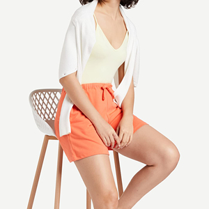 Shorts de sport pour femme, coupe ajustée, taille mi-haute, avec cordon de serrage, 100% coton molletonné, séchage rapide, respirant, pour gym, yoga, sport, streetwear, à motifs - Product Image 3