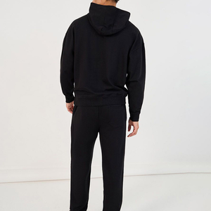 Ensemble survêtement personnalisable pour homme, sweat à capuche de haute qualité, noir, en molleton, pour l'hiver, grandes tailles, avec logo imprimé - Product Image 4