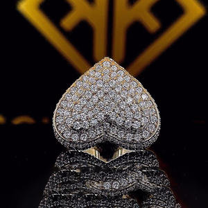 Round Brilliant Cut Moissanite Diamond Heart Shape Engagement <b>Wedding</b> <b>Ring</b> Iced Out Style 925 Sterling <b>Silver</b> Hip Hop <b>Mens</b> <b>Ring</b> - Product Image 4