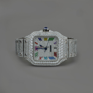 Reloj de Lujo para Mujer con Diamantes, Caja Rectangular, Movimiento de Cuarzo Analógico, Cierre Desplegable, Esfera de 30 mm con Números Romanos - Product Image 1
