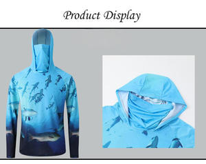 เสื้อตกปลาแขนยาวมีฮู้ดสำหรับผู้ชาย พิมพ์ลายแบบซับลิเมชั่น ป้องกันรังสียูวี UPF 50 ป้องกันแสงแดดสำหรับกิจกรรมกลางแจ้ง - Product Image 3