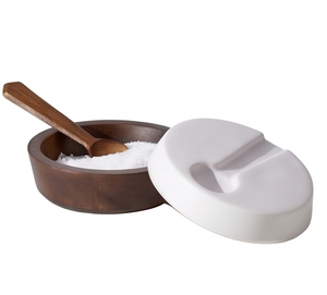Ensemble de cuisine de luxe en bois pour sel et sucre avec couvercle, forme ronde, résistant à la poussière, pour herbes et épices - Product Image 5