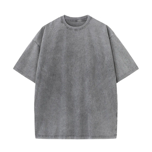 Custom Men's <b>Acid</b> Washed 100% Cotton T-Shirt <b>Drop</b> Shoulder Heavyweight 200 GSM Stone Wash Digital Printing Microfiber - Product Image 5