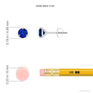 Natural Round Cut Blue Sapphire <b>Stud</b> <b>Earrings</b> in 14kt Yellow Gold September Birthstone Solitaire Women Prong Jewelry - Product Image 2