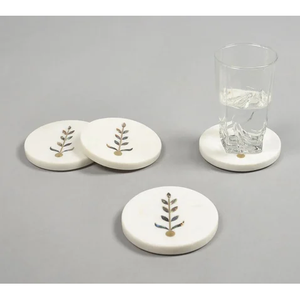 Modern Sustainable <b>Marble</b> <b>Coaster</b> Set Eco-Friendly Durable Washable Natural Stone for Dining - Product Image 2