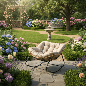 Fauteuil Papasan Royal Moderne Intérieur/Extérieur, Grand Fauteuil à Bascule en Forme d'Œuf, Chaise Longue en Rotin et Osier, Chaise de Jardin de Style Royal - Product Image 2