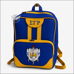 Sac à dos Sigma Gamma Rho bleu royal et jaune avec fermeture éclair, sac à livres scolaire durable - Product Image 1