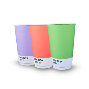 Riiqi 16oz Custom Branded <b>Disposable</b> Double Wall PE Coated Food Grade & Recyclable Paper Coffee <b>Cups</b> for Takeaway Taiwan - Product Image 2