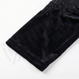 Abaya Kimono OEM 2025 pour femmes musulmanes, en tissu polyester épais, doux et très extensible, col en V, manches longues, ornée de perles, longueur cheville - Product Image 5