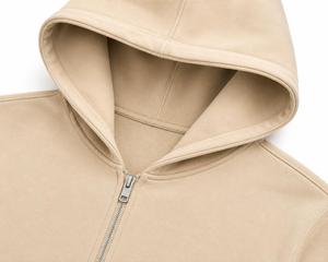 Sweat-shirt à capuche zippé intégral en molleton uni pour homme, coupe classique, manches longues, décontracté, pour l'hiver, 100 % coton tricoté respirant - Product Image 5