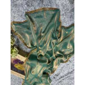 Sari Verde con Borde de Encaje Moti de Diseñador Katdana, Talla M, Elegante para Fiestas y Clubes - Product Image 4