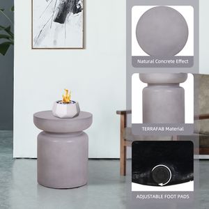 Tavolino Decorativo Terrafab Effetto Cemento, Sgabello da Giardino Naturale per Soggiorno, Camera da Letto, Patio, Arredamento Casa - Product Image 6