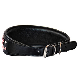 Collar de perro de cuero con perlas de cristal rosa con patrón de animales Hebilla de plata Lujo ecológico - Product Image 2