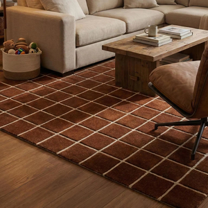 Designer Handtufted Anti-Slip Geometric Pattern <b>Thick</b> Pile Wool Area Rug for Contemporary Home Commercial Interior Styling - Product Image 1