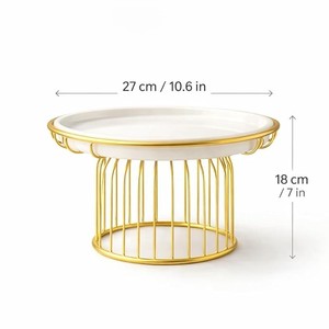 Base para Pastel de Metal Premium con Bandeja Blanca y Base con Acabado Dorado, Elegante Soporte para Postres, Pasteles, Cupcakes, Repostería y Frutas - Product Image 2