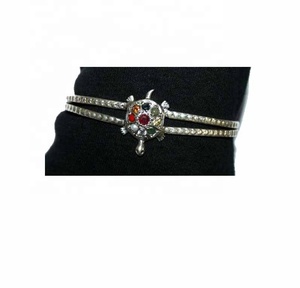 Pulsera de Plata de Ley 925 con Motivo de Tortuga y Perlas Blancas Naturales Navratna, Joyería Memoria, Venta al Por Mayor - Product Image 6