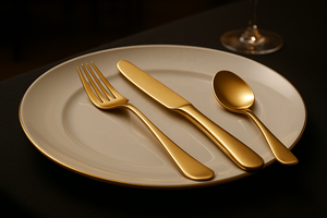 Juego de Cucharas de Acero Inoxidable Chapadas en Oro Estilo Vintage con Diseño de Berenjena, Mango Corto, Ecológicas para Fiestas, ¡Gran Venta! - Product Image 2