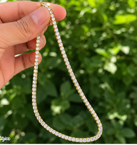 Collier Chaîne Tennis Iced Out avec Zircons Taille Ovale, Chaîne à Maillons en Laiton Plaqué Or 18K, Bijoux Hip Hop Unisexe - Product Image 4