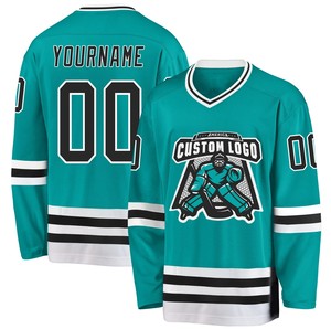 Maillot de hockey sur glace de qualité supérieure, nom et numéro personnalisés, logo (transfert thermique/broderie/impression numérique), 100% polyester - Product Image 2