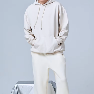 Sweat à capuche unisexe à manches longues, couleur unie, en polaire, polyester/coton, lavé, respirant, coupe-vent, pour l'hiver, décontracté, avec poche - Product Image 4