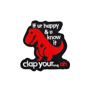 Patch thermocollant dinosaure rouge brodé, applique en feutre non tissé de forme irrégulière, décoration cadeau - Product Image 1