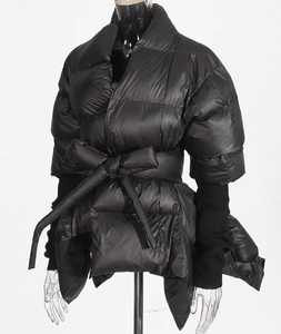 Men's Patchwork Plaid Pattern <b>Fleece</b> Puffer <b>Jacket</b> Zipper Front Windproof Stand Collar Embossed Casual Winter Outerwear <b>Thick</b> - Product Image 2