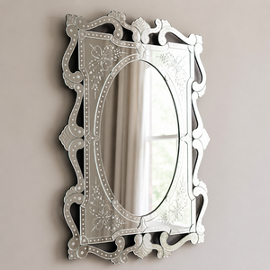 Antique Style Venetian Mirror with Artistic Cutwork Frame and Oval Inner <b>Glass</b> Premium Decorative Mirror for Luxury Interiors - Product Image 2