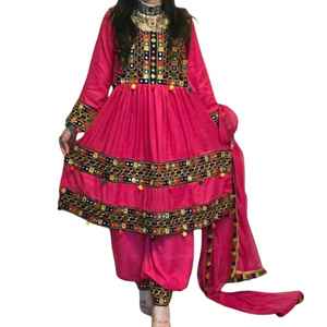 Robes de mariée afghanes pour femmes, robe élégante traditionnelle en mousseline de soie, broderie florale délicate, manches longues, respirante, pour occasions spéciales - Product Image 1