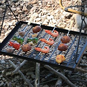Griglie in ferro regolabili e pieghevoli per cottura a falò, con ganci per appendere, per barbecue e campeggio, utensili da BBQ di alta qualità - Product Image 5