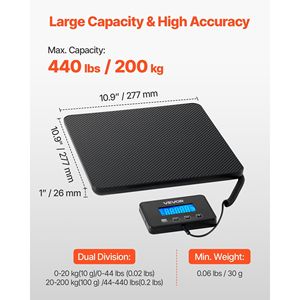 Bilancia Postale Digitale a Doppia Precisione 0,35 Oz/3,5 Oz, Bilancia Commerciale con Funzione Hold/Tare, Display LCD, Capacità 440 Libbre - Product Image 2