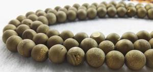 ลูกปัดหินอาเกตดรูซี่ธรรมชาติทรงกลม ประกายระยิบระยับ สำหรับทำเครื่องประดับ DIY - Product Image 4