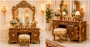 Suite da <span class=keywords><strong>camera</strong></span> in legno intagliato a mano di alta qualità, stile classico italiano Aura, con elegante set di mobili da <span class=keywords><strong>camera</strong></span> Deessor ispirato al Maharaja. - Product Image 2