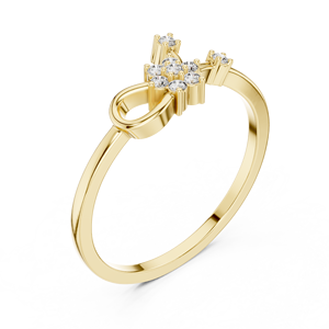 Bague de fiançailles minimaliste en or plaqué or avec trois diamants de laboratoire pour femme, bague ouverte florale en or rose avec diamants pour femme - Product Image 3