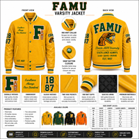 Veste universitaire d'hiver pour homme inspirée de l'AMU, personnalisée, RANCHARD SPORTS, écologique, à séchage rapide, respirante, brodée, style universitaire