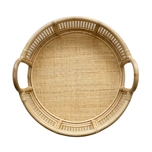 Premium Quality Decorative Rattan Tray Round Design Natural Material Serving Breakfast <b>Table</b> Decor Organization Best For Wholesa - Product Image 2