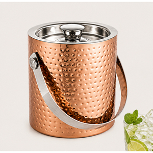 Seau à glace de luxe en cuivre martelé à double paroi avec couvercle et poignée, seau à vin isotherme en acier inoxydable pour bar - Product Image 5
