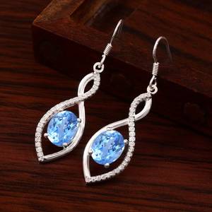 Ceylon Blue Spinel Earrings 925 Sterling <b>Silver</b> <b>Studs</b> 14K Gold Plated Handmade Engagement Jewelry Gift - Product Image 6