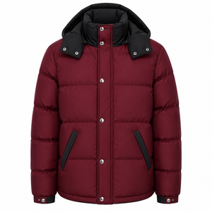 <b>Men's</b> Hooded Puffer <b>Jacket</b> Plain Dyed Custom Design Winter Quilted Padded Breathable Waterproof Outerwear - Product Image 6