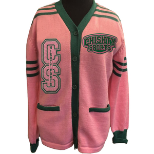 New season wear customizable women's button up chenille letters <b>cardigan</b> - Product Image 1